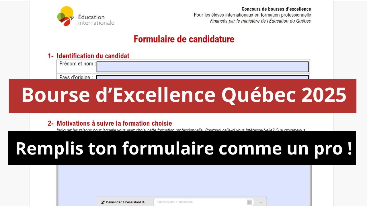Comment remplir le formulaire pour la Bourse d’Excellence Québec 2025