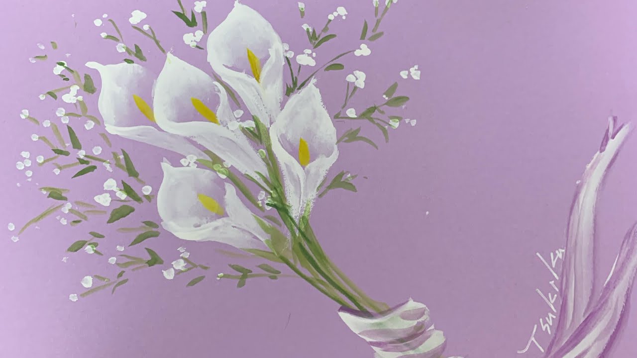 【５月〜カラーの花手書き】花束絵　ほのぼの一筆画51