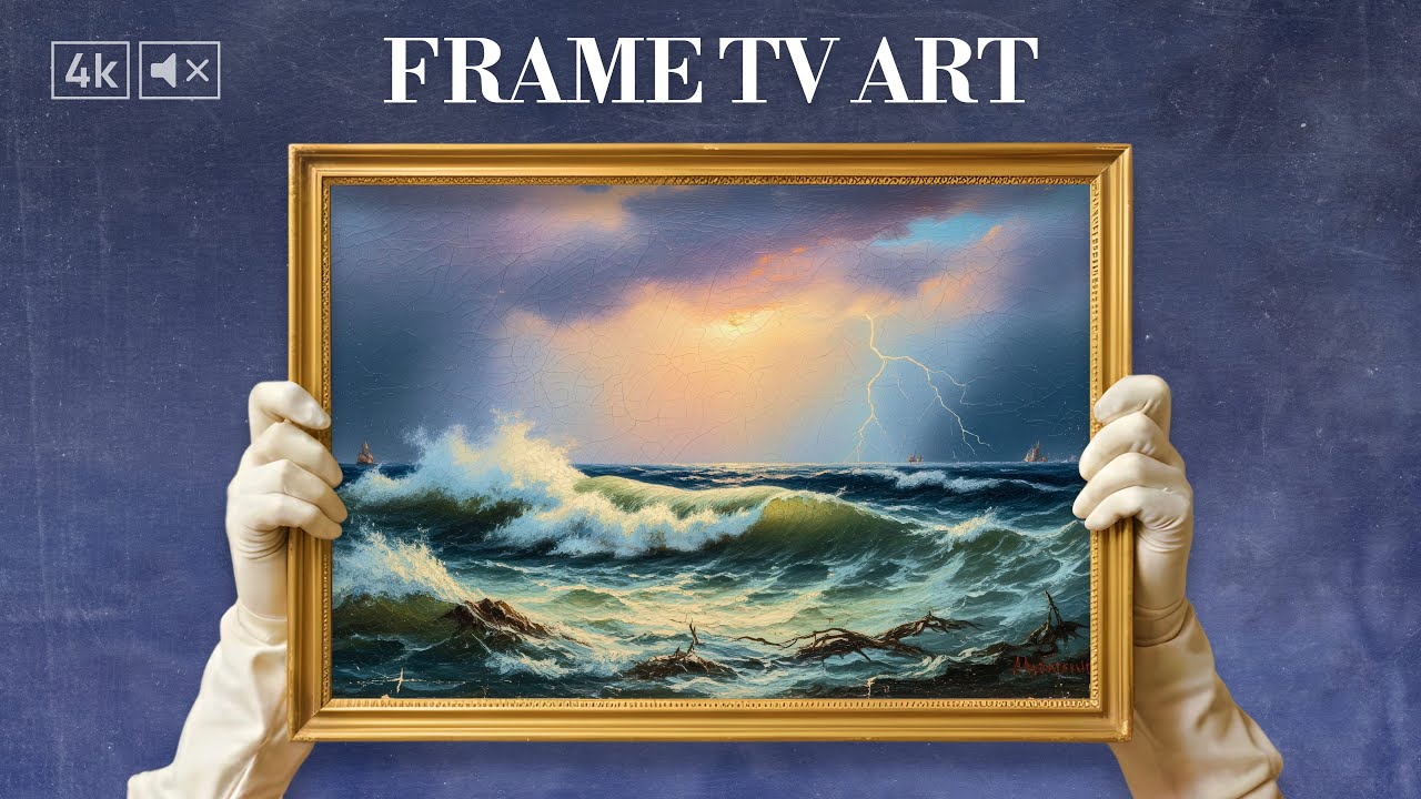 Vintage Stormy Seascape 4K Oil Painting | Dramatic Ocean Frame TV Art Screensaver | No Music