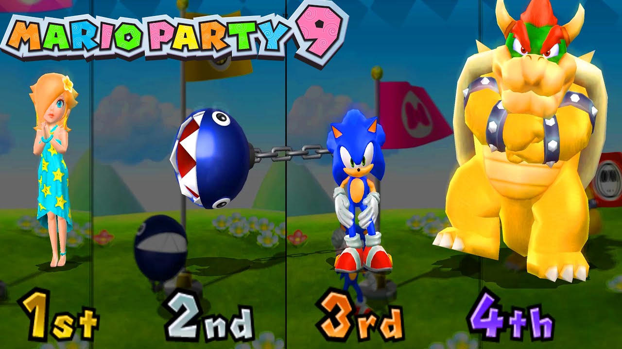 Mario Party 9 Garden Battle - Rosalina vs Chain Chomp vs Sonic vs Bowser (сложность мастера)#mario
