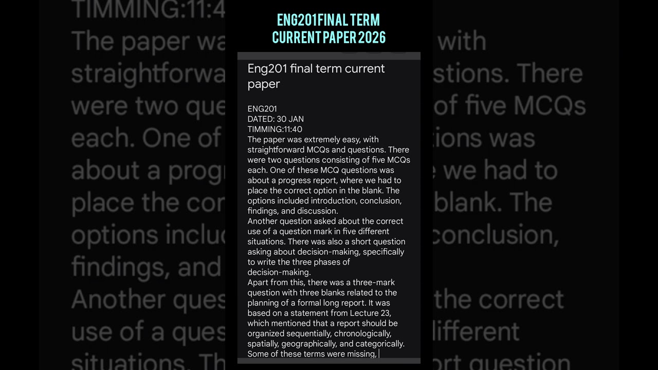 eng201 final term current paper 2026 #vu #vuexams #eng201