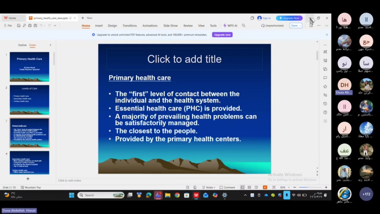 Lecture 2 - PHC - Primary Health Care - Dr. Duaa