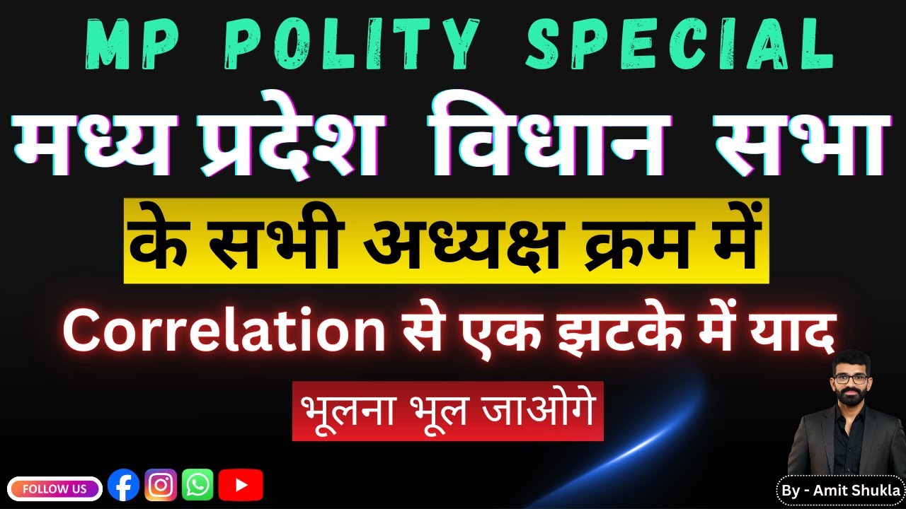 मध्य प्रदेश विधानसभा अध्यक्ष क्रम में Correlation Trick से याद करें | Speakers of MP Vidhan Sabha |