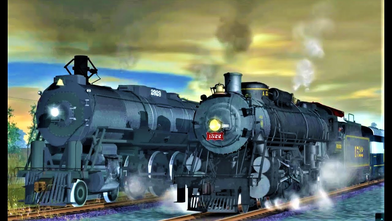 Santa Fe #2929 vs Frisco T54 Mountain - New Sound! (Trainz)
