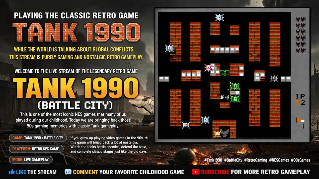 Battle City (Tank 1990) Live 🔴 Gameplay | Retro Gaming Stream