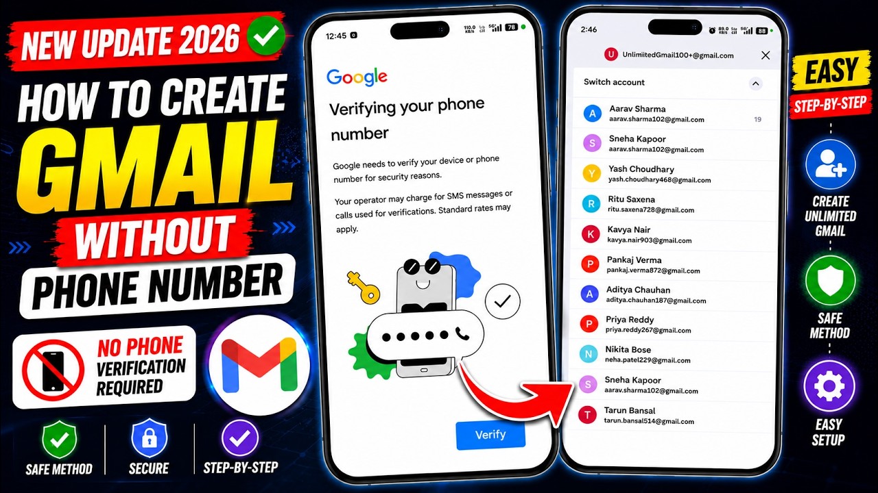 How to Create Gmail Without Phone Number | New Update 2026 ✅