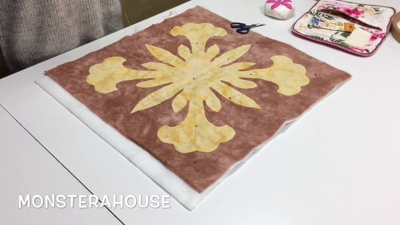 No.030 MonsteraHouse ハワイアンキルトキルティングのしつけ