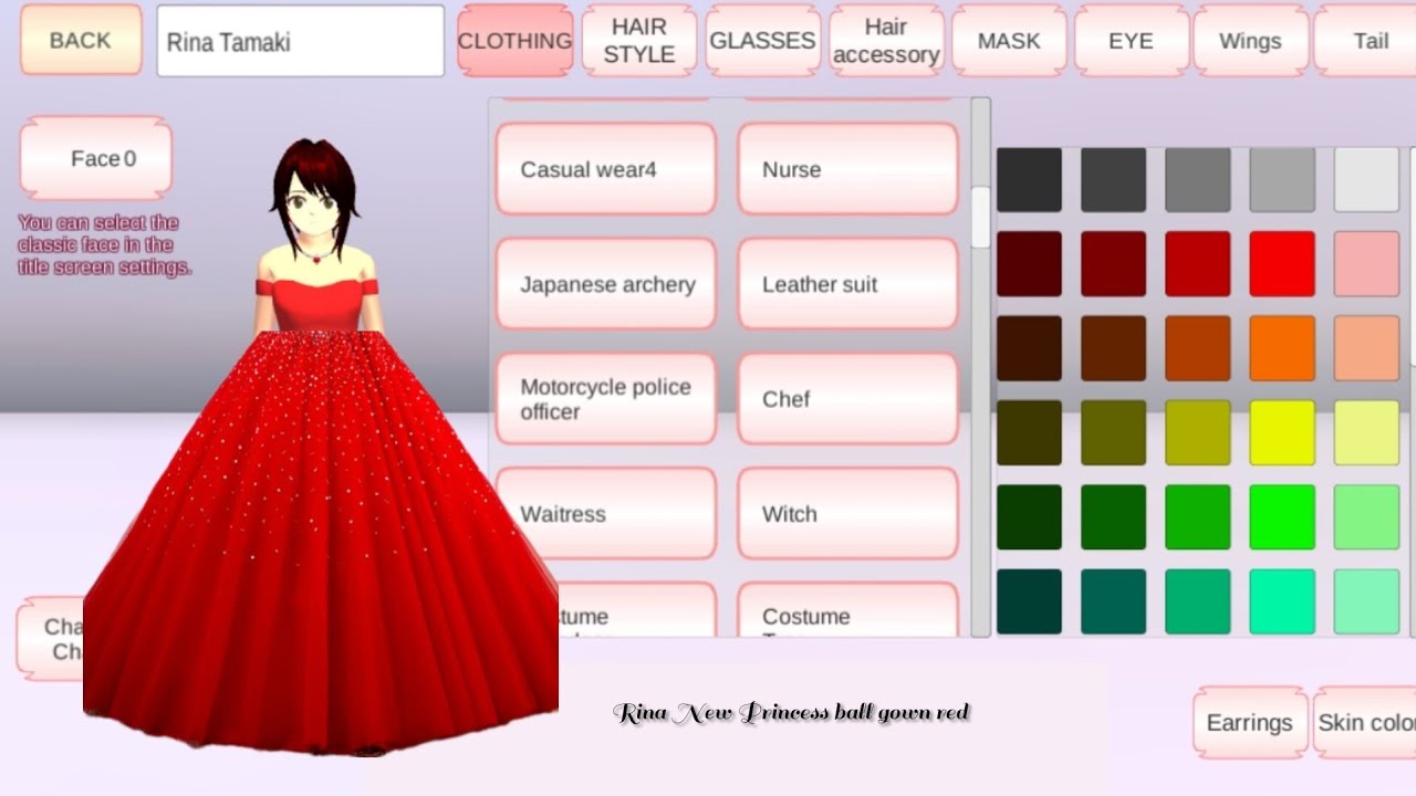 Rina New Princess ball gown red ♥️ full tutorial #sakuraschoolsimulator #ballgown #gamingvideos 