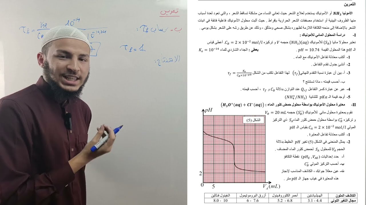 تمرين  أحماض و أسس مراجعة للإختبار بكالوريا 2024