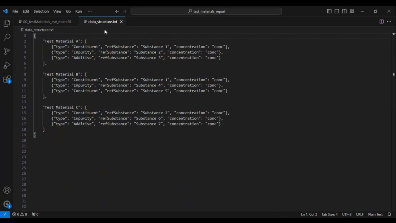 How to create a test materials report using a traversal approach