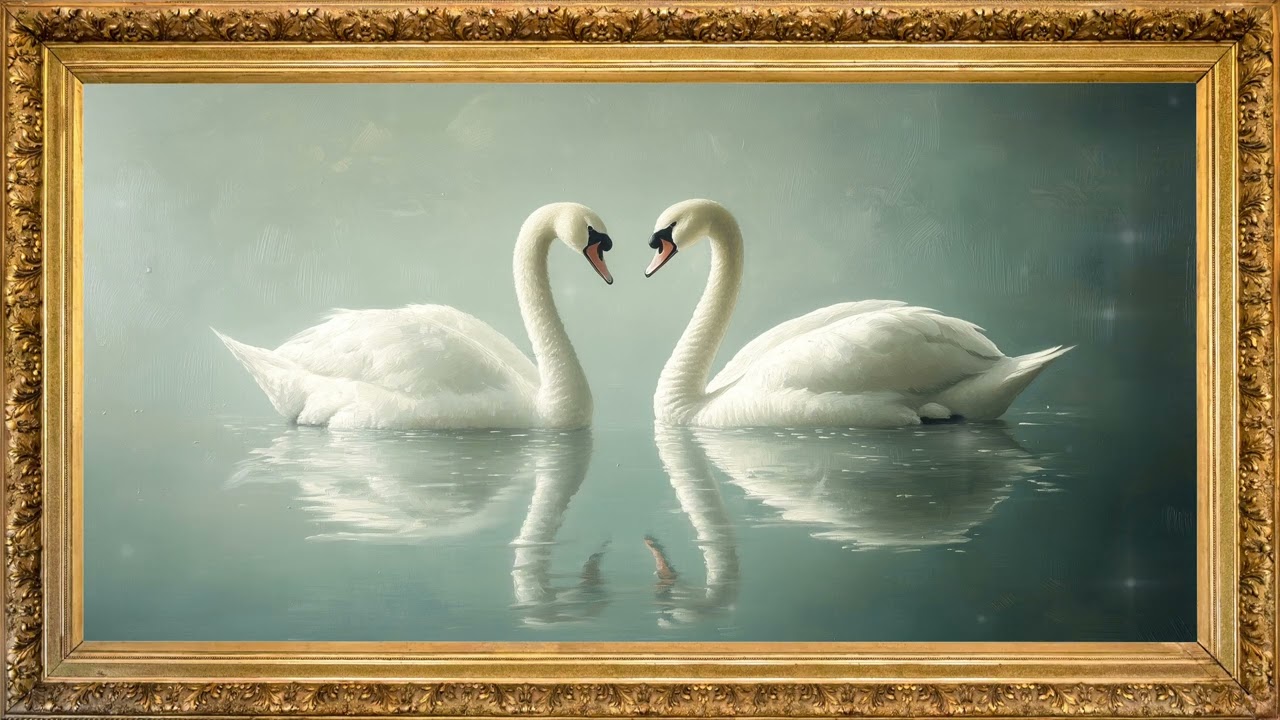 Wedding Swans: Framed TV Art 4K with Music | Wedding TV Background and Wallpaper