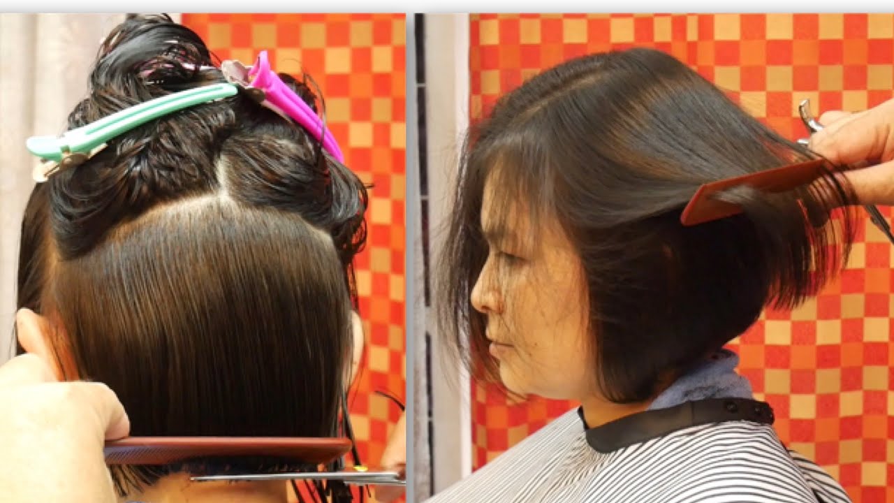 Bob haircut tutorial ตัดผมบ๊อบ คนผมบางมาก