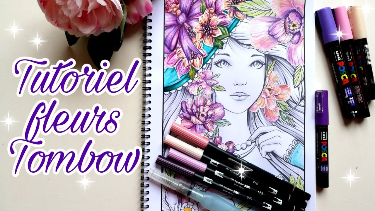 Tutoriel feutres Tombow dual brush. coloriage pour adulte