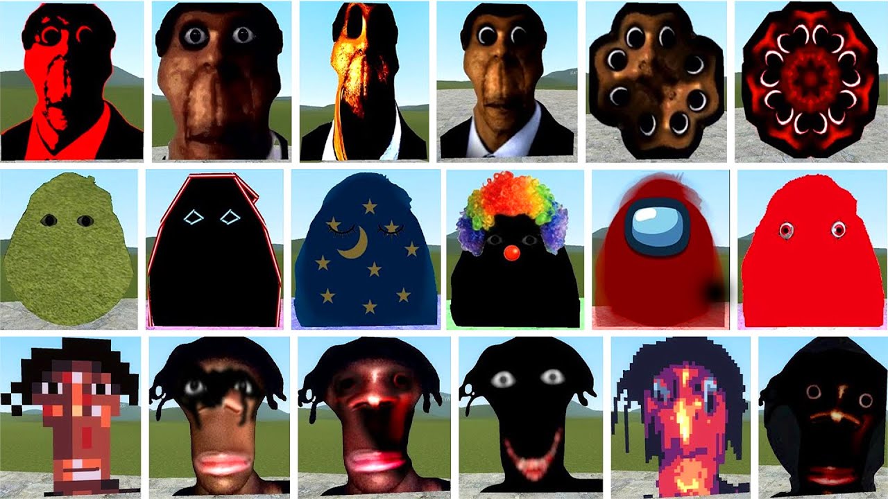 OBUNGA NEXTBOTS FAMILY, ANGRY MUNCI NEXTBOTS AND JUANDALE PRINGLE FAMILY Chase me in Garry's Mod