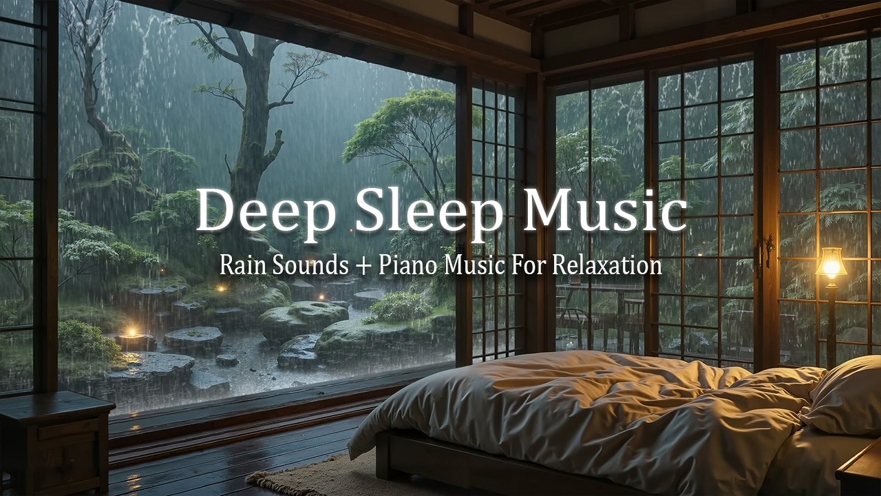 FALL ASLEEP INSTANTLY - Deep Sleep Piano + Insomnia Relief | Rain Sounds in Bedroom Night
