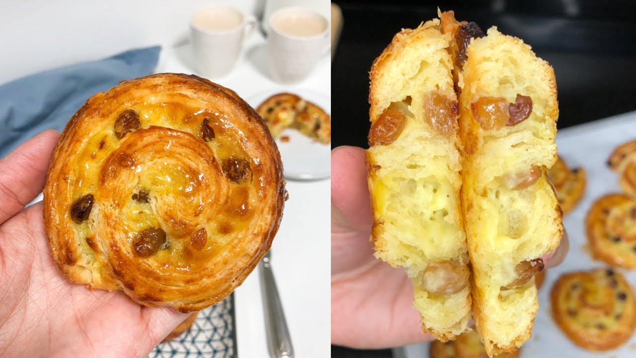 شنيك بكريمة باتسيير احسن من المخابز تستحق التجربة pains aux raisins maison feuilletés et trop bons