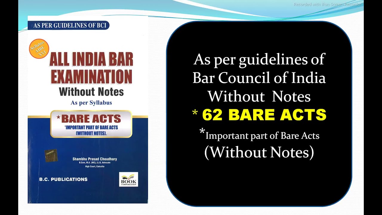 AIBE, BCI,  All India Bar Examination, Notifications AIBE-XVI ,  Bare Acts Without  Notes