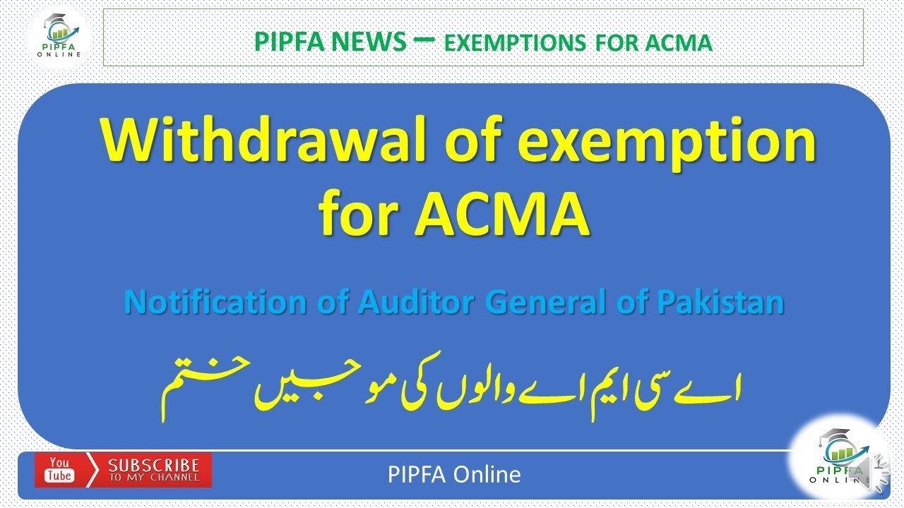 PIPFA Exemption Withdrawal Notification for ICMA by AGP