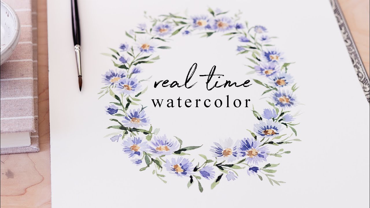 Watercolor Wreath Painted In Real Time [ Step By Step NO Time Lapse ]