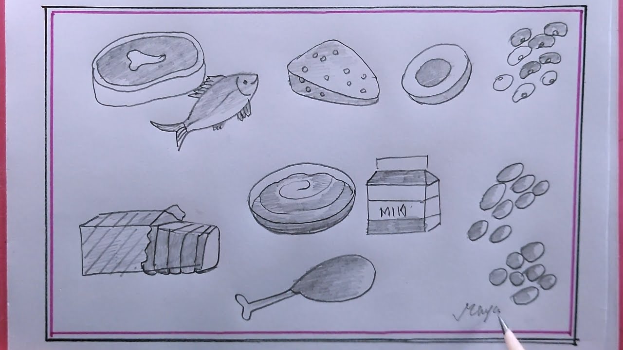 how to draw protein food/sources of protein food/protein food drawing