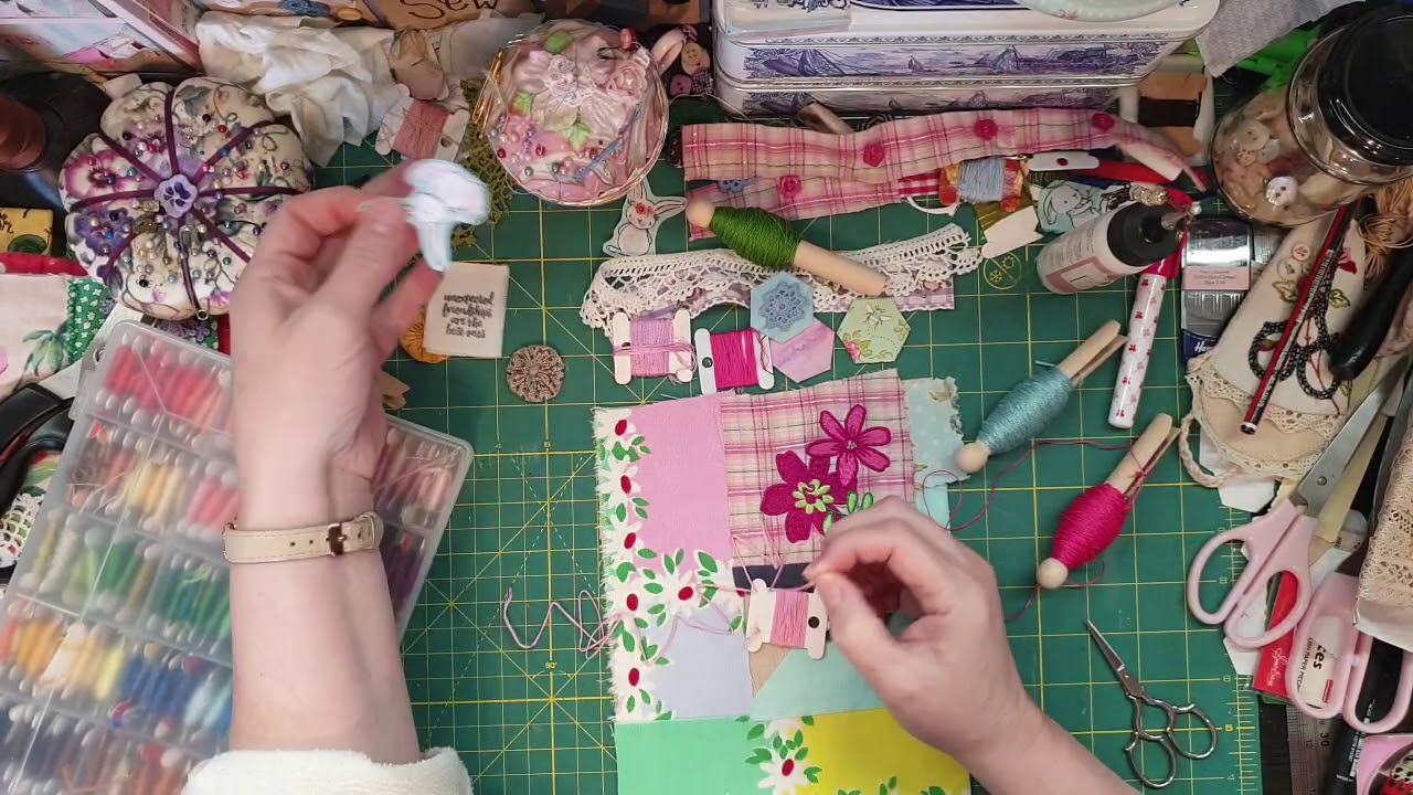 #slowstitchcollab7 Jeanette's finished Piece and Starting Sarah's