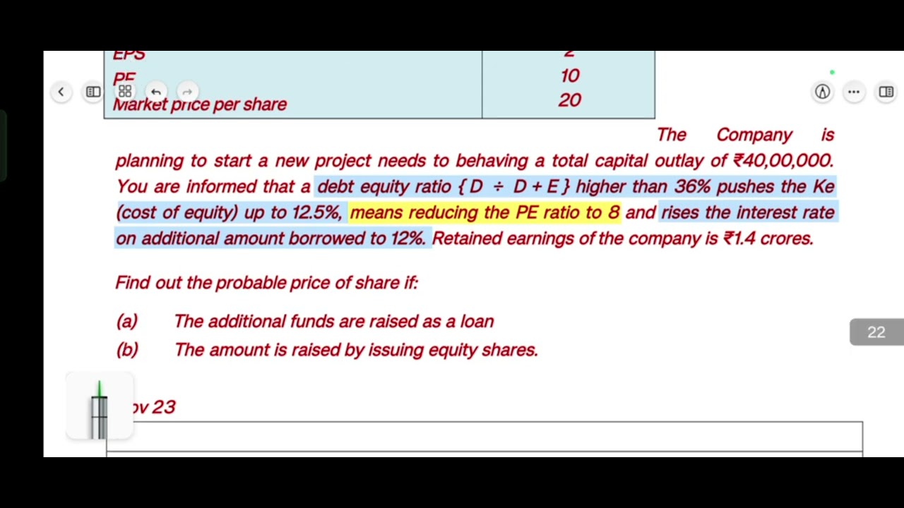 Nov 2023 | Que 11 EBIT-EPS Analysis