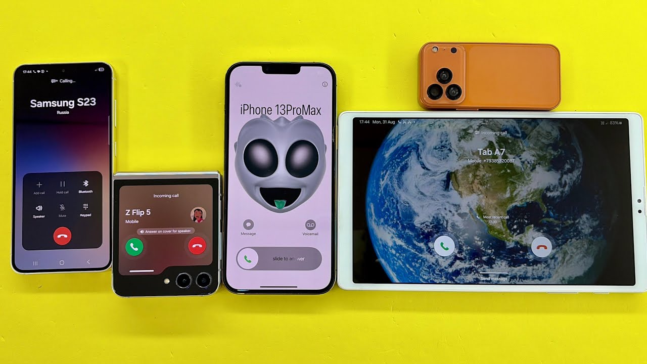 Incoming Call Samsung Z Flip5+Tablet A7 Vs iPhone 17pm+13pm | Outgoing Call Samsung S23 