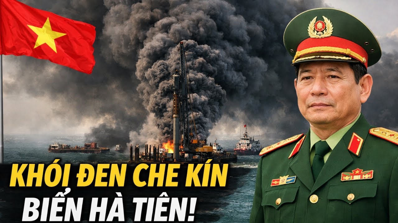 NÓNG ĐÓNG CỌC GIỮA BIỂN HÀ TIÊN, KHÓI ĐEN CHE KÍN BẦU TRỜI