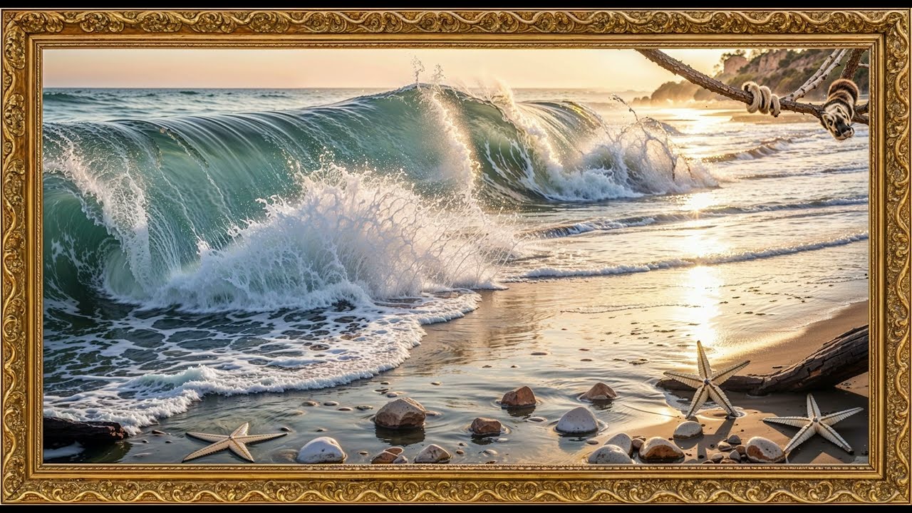 Coastal & Nautical Art Collection  Ocean Themed Decor   Hour 4K Golden Frame Art Studio
