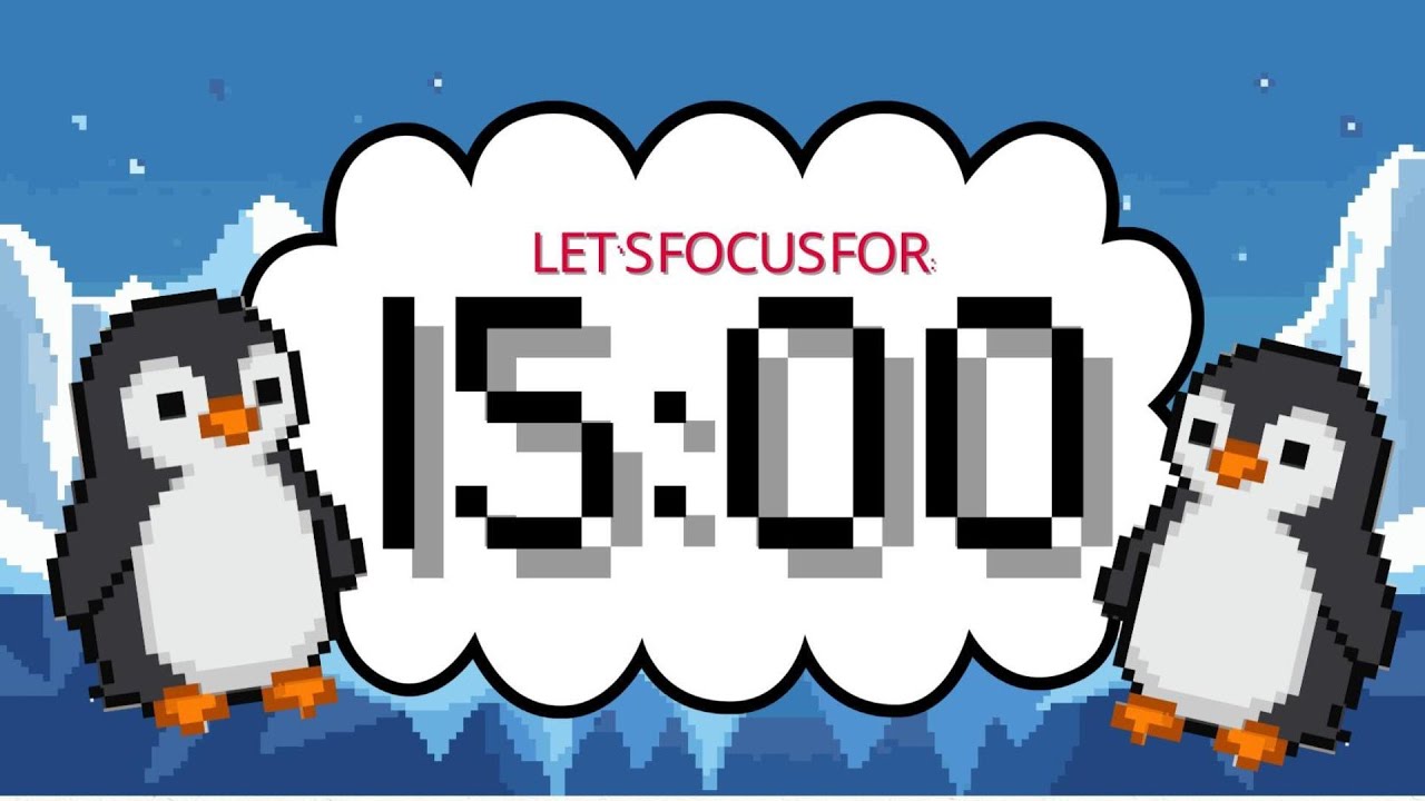 Cozy Penguin 15 Minute Pixel Timer ❄️ | 15 Minutes of Cool Winter Focus