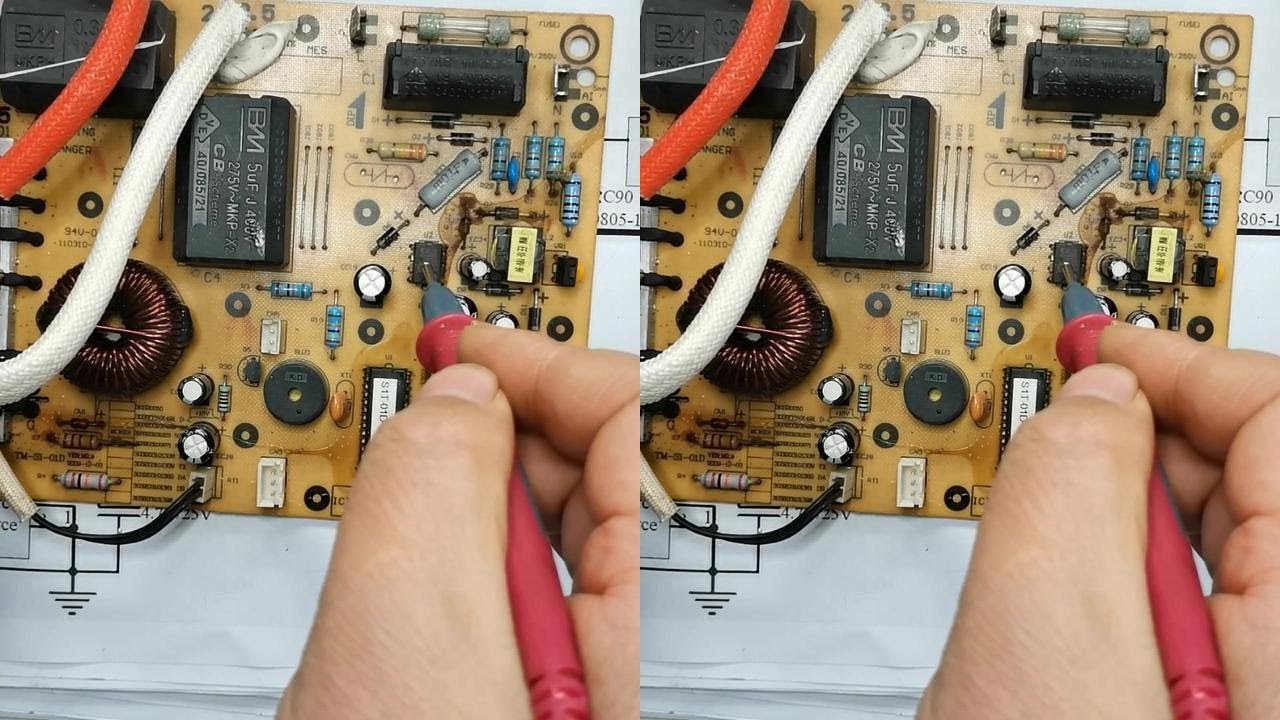 电磁炉5V电压变成了310V?非隔离电源有点危险，下次测量要注意