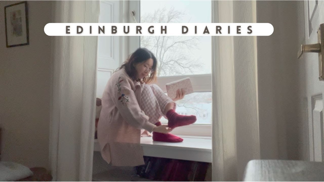 [vlog] life as an exchange student in edinburgh: studying for terms 🙇‍♀️  watching the first snow ❄️