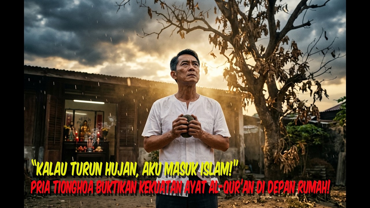 KALAU TURUN HUJAN, AKU MASUK ISLAM ! PRIA TIONGHOA BUKTIKAN KEKUATAN AYAT AL-QUR'AN DI DEPAN RUMAH !