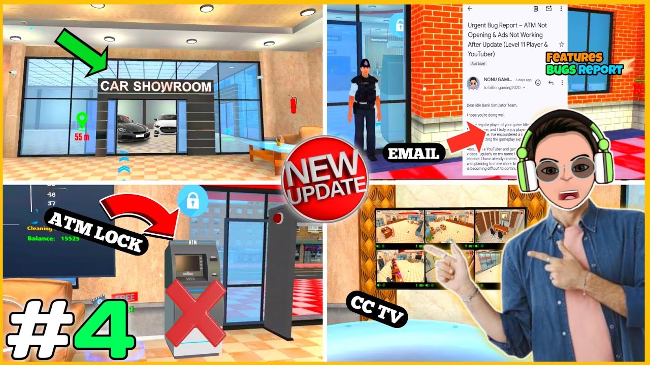 New Update Idle Bank Simulator car Showroom Add More Features Bugs Report Email 😮 