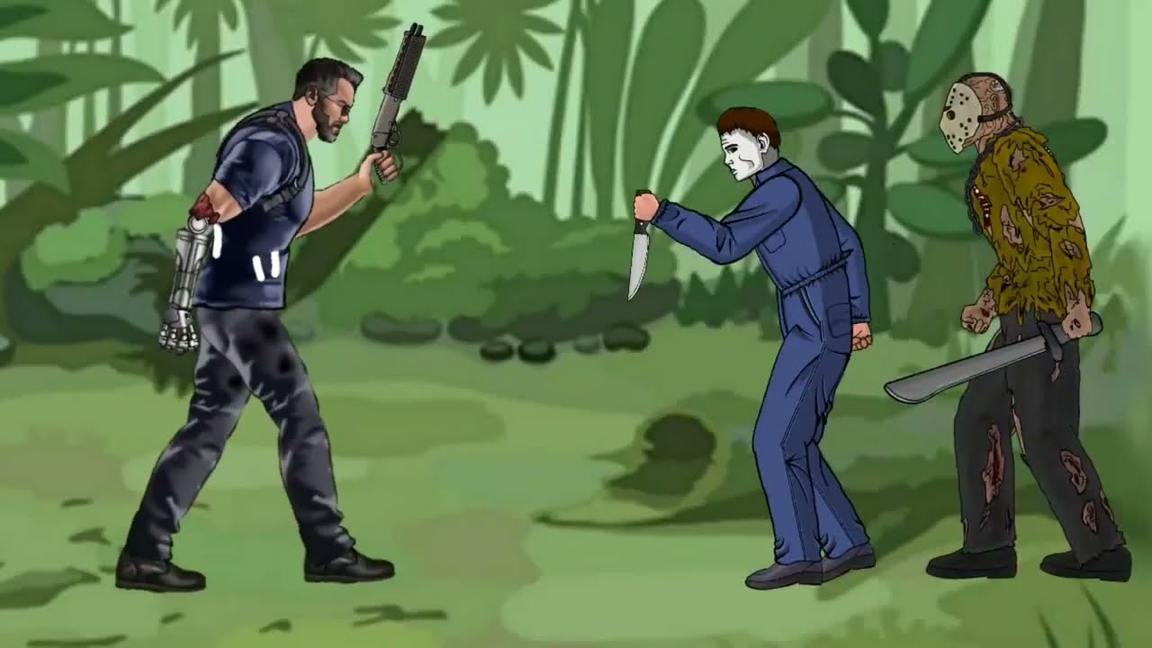 Terminator T800 vs. Jason Voorhees and Michael Myers 