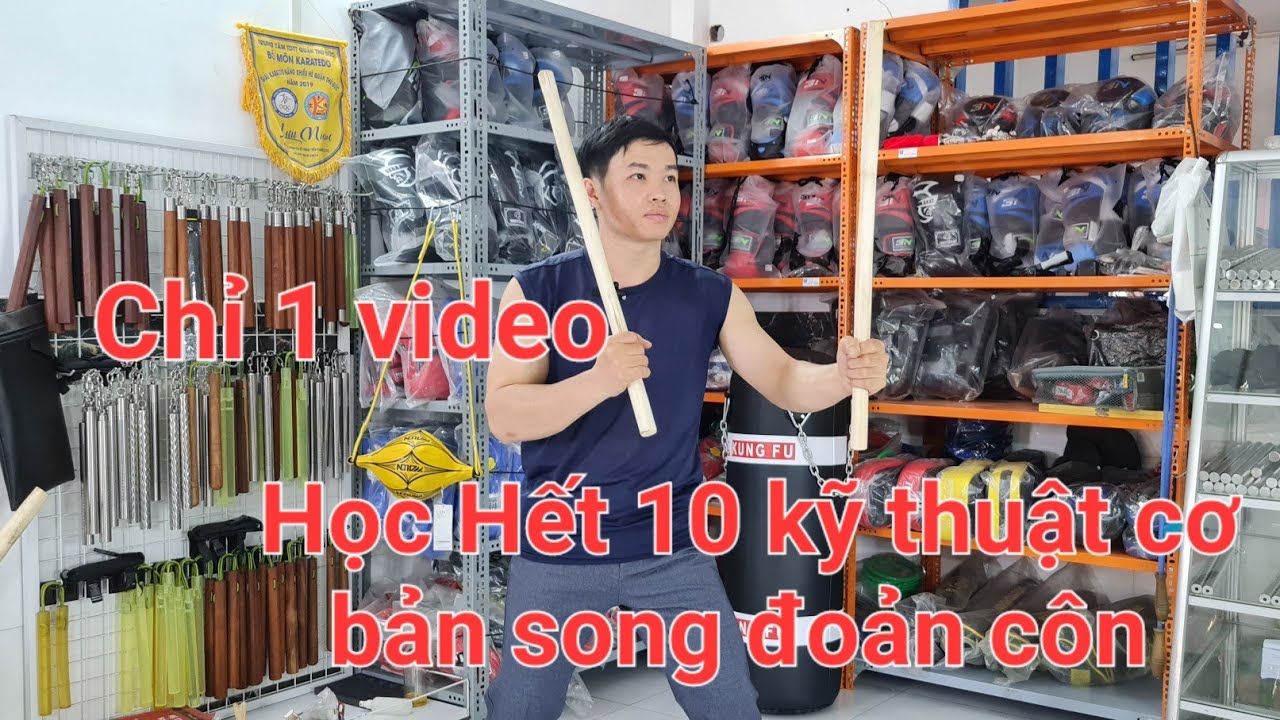 Học hết 10 kỹ thuật cơ bản song đoản côn,võ gậy chỉ 1 video_toankungfu