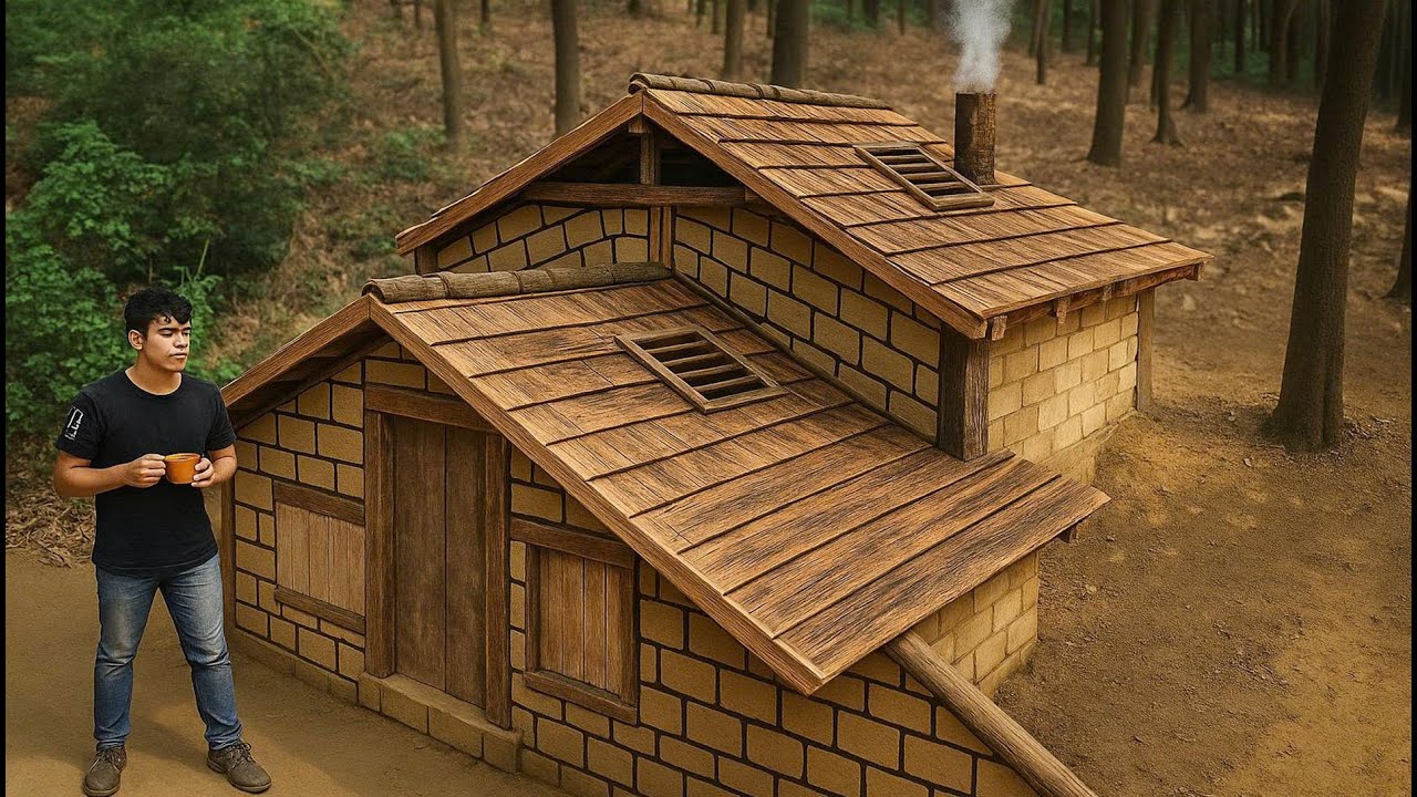 30 Days Of Surviving Alone In The Forest, Building An Underground Wooden House, Smart Sunroof System