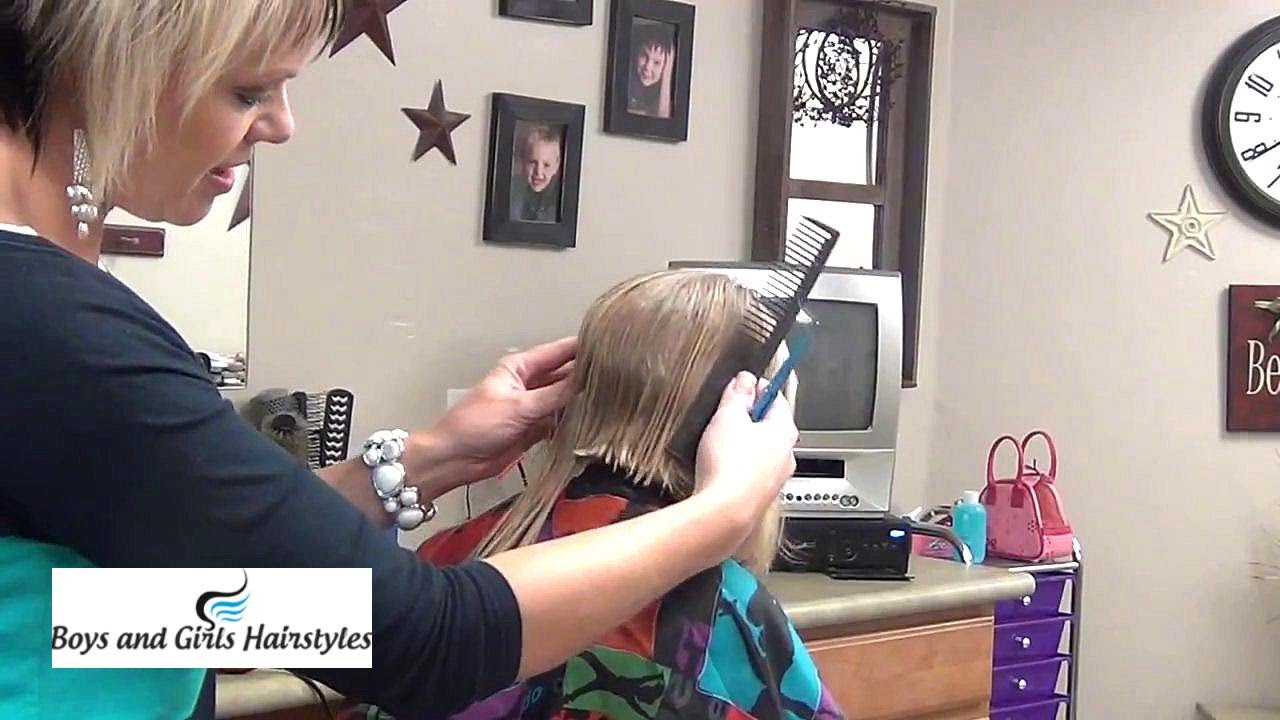 Cutting an A-Line Haircut on a Lively Little Girl