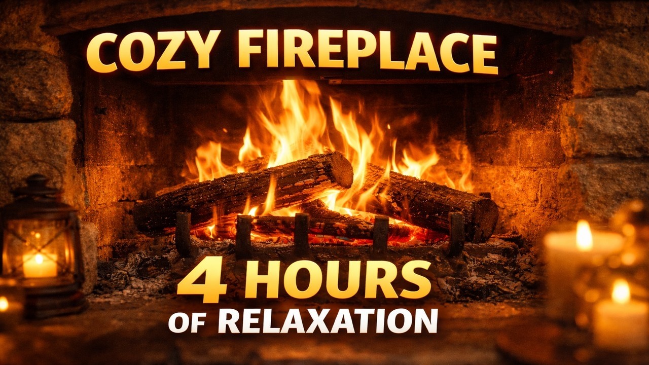4 Hours of Relaxing Fireplace Sounds | Cozy Crackling Fire Ambience for Deep Focus, Study & Sleep