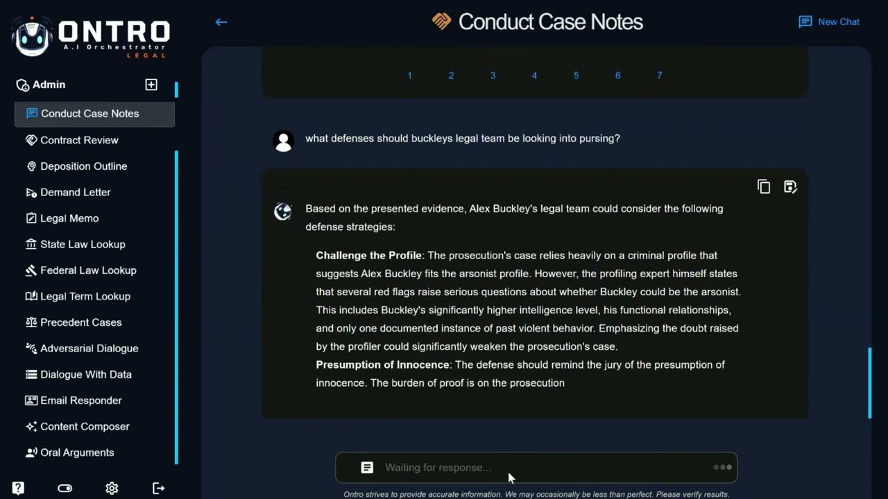 Ontro.AI - Legal AI Software- Conduct Case Notes