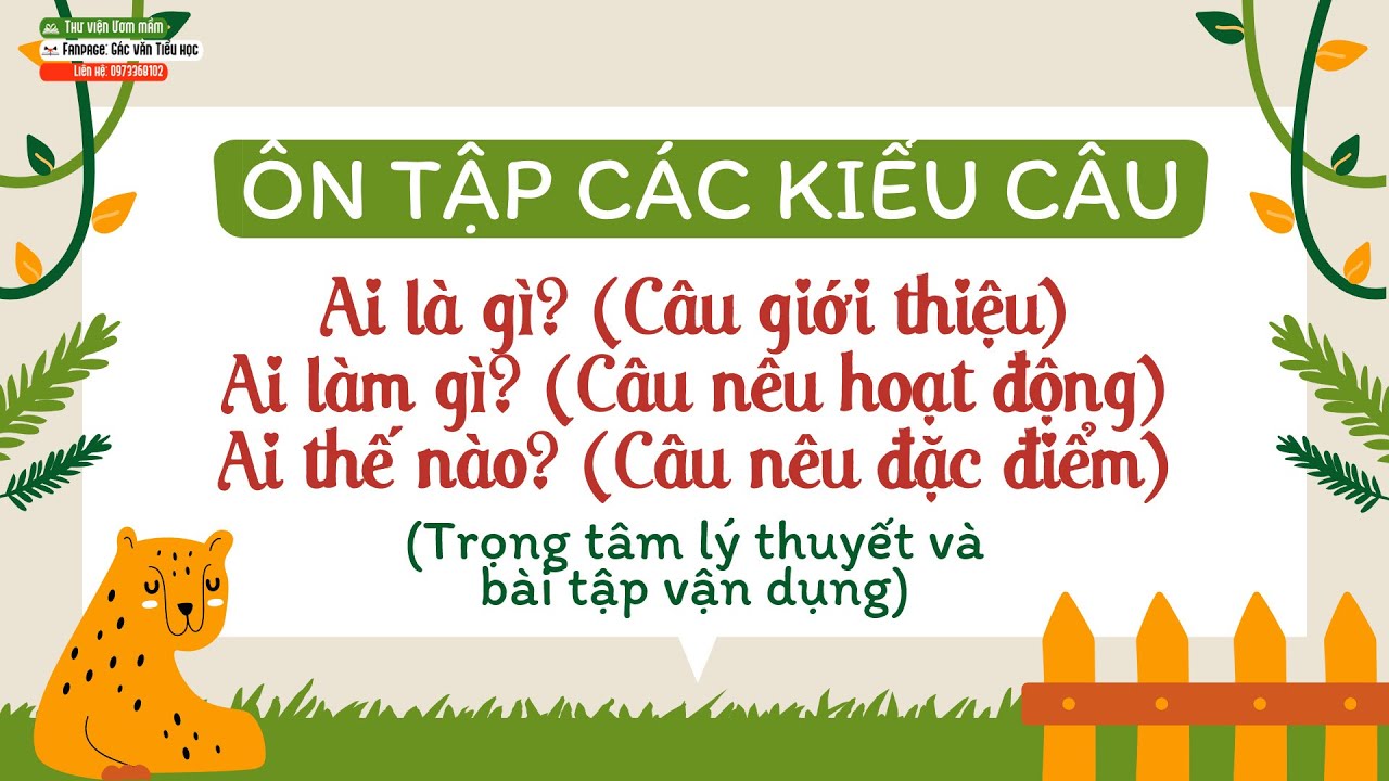 Ôn tập các kiểu câu: Ai là gì? Ai làm gì? Ai thế nào? (Trọng tâm lý thuyết và bài tập vận dụng)