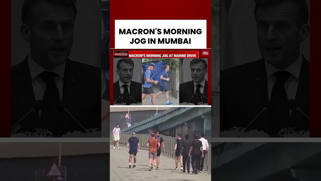 French President Emmanuel Macron's Jog Steals Spotlight in Mumbai | Marine Drive