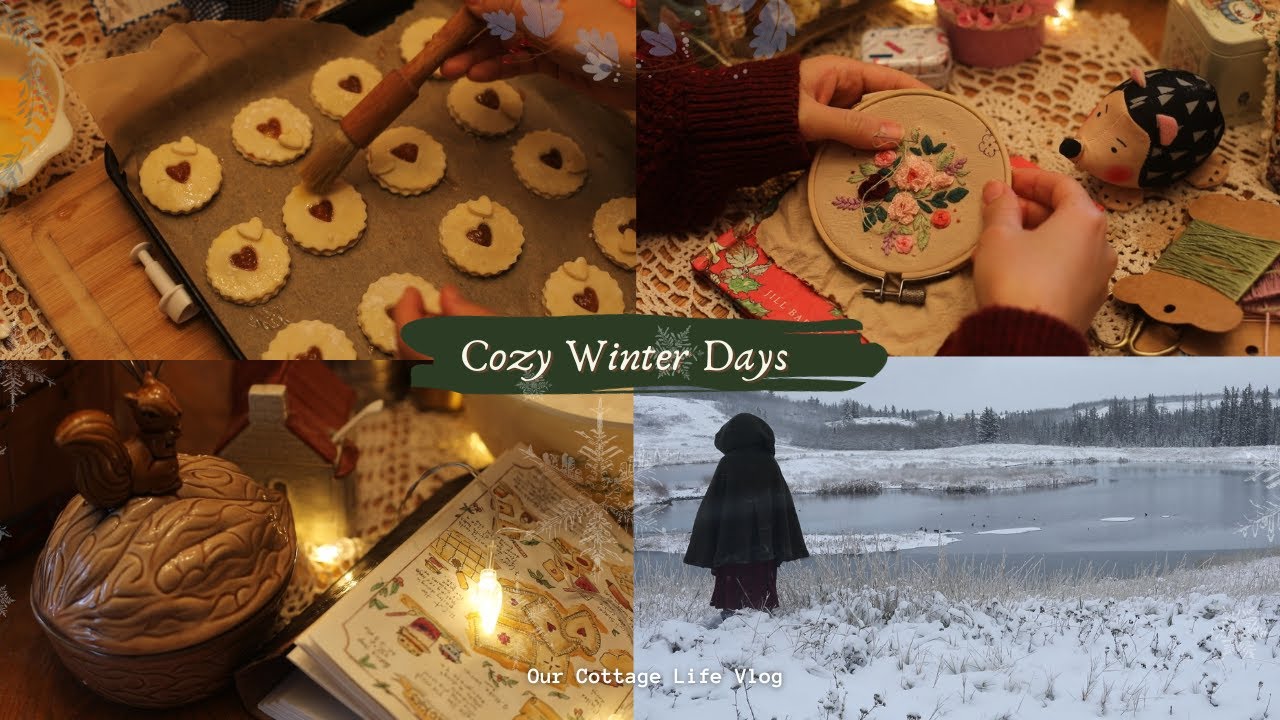 🌨️Cozy Winter Days Embroidering and Baking 🕯️🧺 🧵