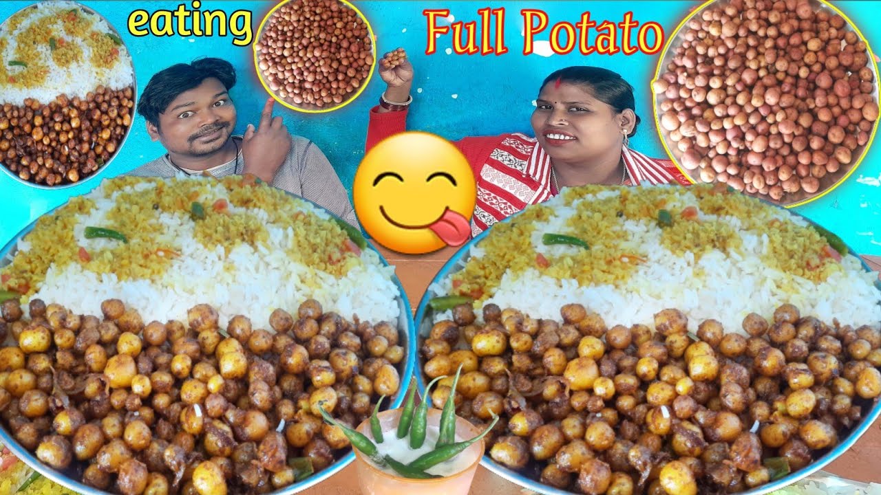 eating show | Bigbites, eating rice with full potato |  village famous healthy food eating | mukbang