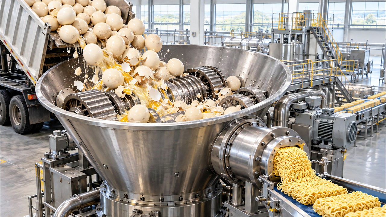 Inside the Factory Turning Millions of Ostrich Eggs into Instant Noodles | Full Process