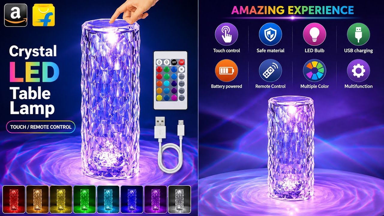 Rose Diamond Crystal Table Lamp USB Charging Touch & Remote Room Decoration Full Review