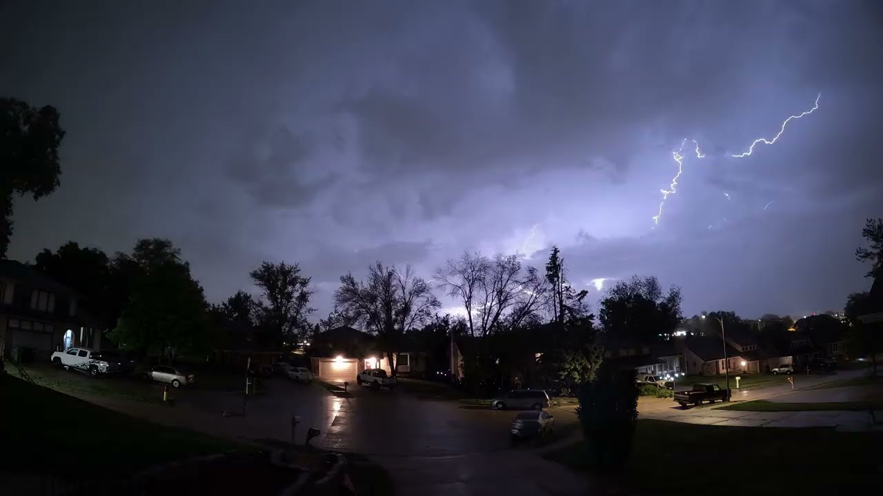 Thunderstorms all night with vivid lightning in Omaha, May 19, 2025