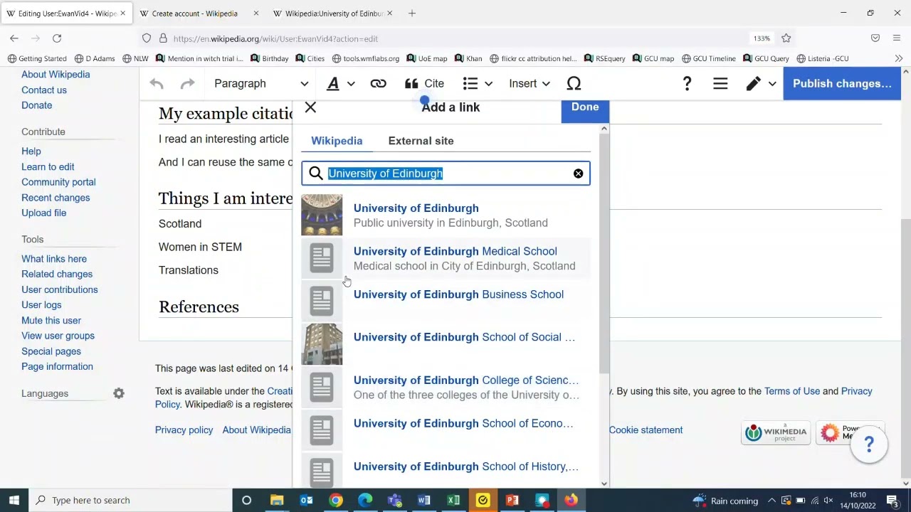 Creating a userpage on Wikipedia