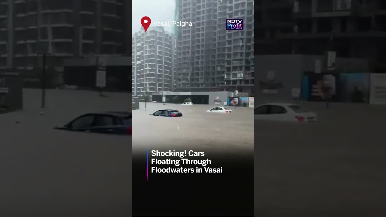 Vasai Flooded! Cars Float Through Water As Heavy Rains Lash Mumbai Region #Shorts