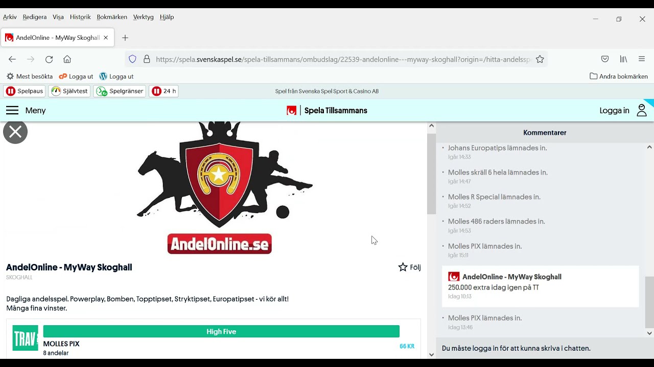 MyWay Skoghall/AndelOnlines dagliga sportandelsspel